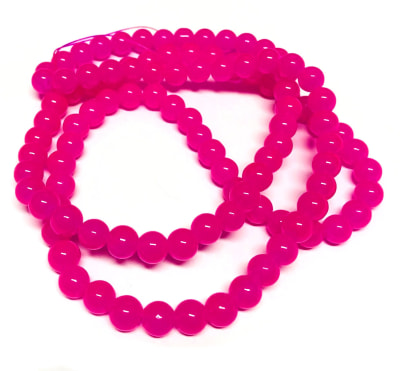 Vidrio Redondo Fluor Fucsia 8mm (Tira)1