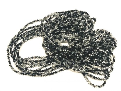 Cristal Negro Plateado Rondelle 4x3mm Extra Largo (Tira)