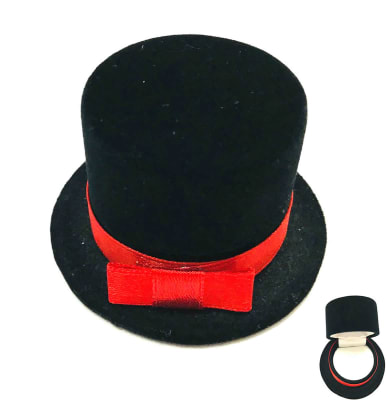 Estuche Anillo Sombrero Copa Negro (Unidad)