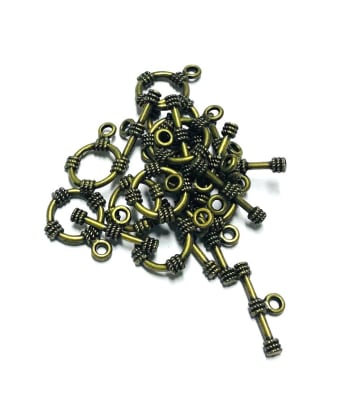 Broche Timón Barra Envejecido Verde 15mm (10 Unidades)