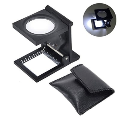 Lupa Cuenta Hilos Metal 15X Plegable Luz (Unidad)