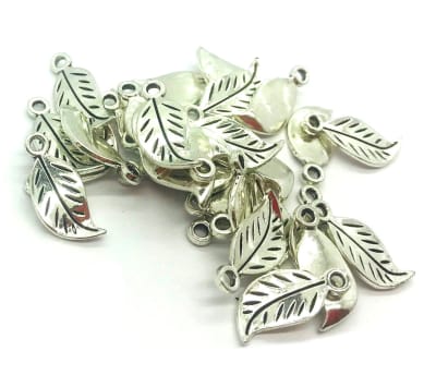 Colgante Plateado Hoja (10 Unidades)1