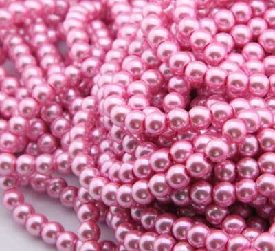 Perla Vidrio 10mm Rosa Redondo (Tira)1