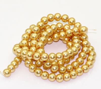 Perla Vidrio 6mm Gold Redondo (Tira)