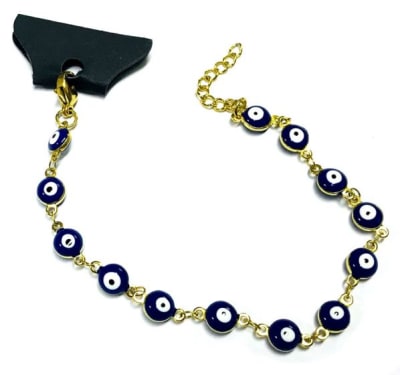 Púlsera Acero Quirúrgico Ojo Turco Azúl Dorada Nº100 (Un)