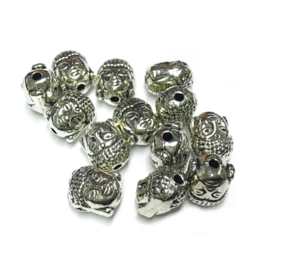 Colgante Metal Plateado Cabeza de Buda 10mm (Unidad)