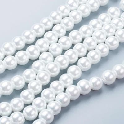 Perla Vidrio 3mm Blanco Redondo (Tira)