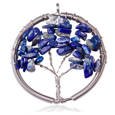 Colgante Alambre Árbol de la Vida Lapislázuli (Un)
