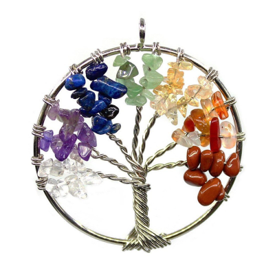 Colgante Alambre Árbol de la Vida Piedra Mix (Un)