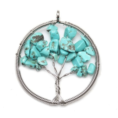 Colgante Alambre Árbol de la Vida Turquesa (Un)