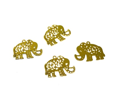 Colgante Chiche baño oro 18k Elefante Delineado (Un)