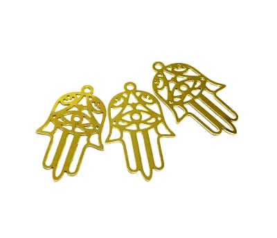 Colgante Chiche baño oro 18k Mano Fatima Delineada 25mm (Un)