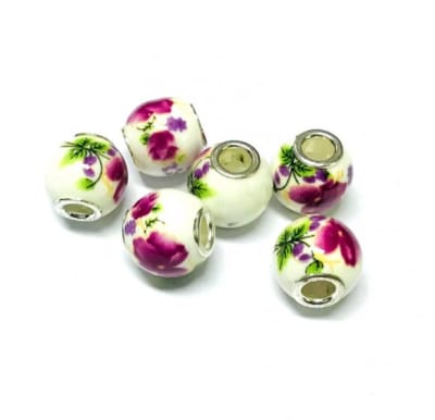 Pandora Redonda Cerámica Blanca Mora 14mm (10 Unidades)