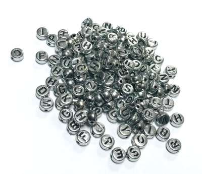 Letras Redondas Plateadas Negro 7mm (20 gramos)