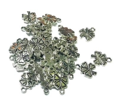 Colgante Plateado Trébol 4 Hojas 14mm (10 Unidades)