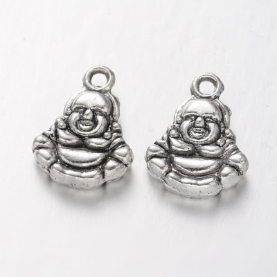 Colgante-Chiche Metal Plateado Buda 14x11mm (10 Unidades)