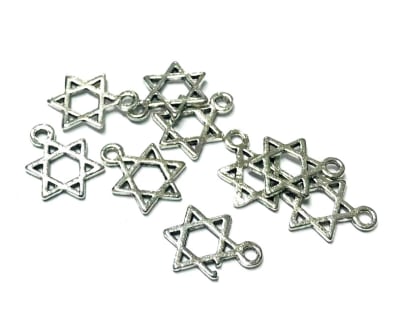 Colgante Plateado Estrella David 10mm (10 Unidades)