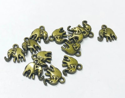 Colgante Envejecido Verde Elefante 12mm (10 Unidades)