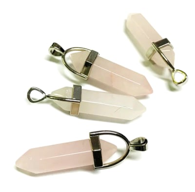 Colgante 35mm Cuarzo Rosa Punta (Unidad)