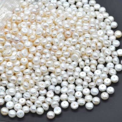 Perla Aros Botón Crema 5-5.5mm (Par)