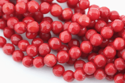 Coral Bamboo Rojo 8mm Facetado Redondo (Tira)1