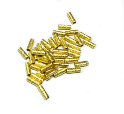 Mostacilla baño oro 18k Tubo 7x2mm Redondo Satinada (10 Unidades)1
