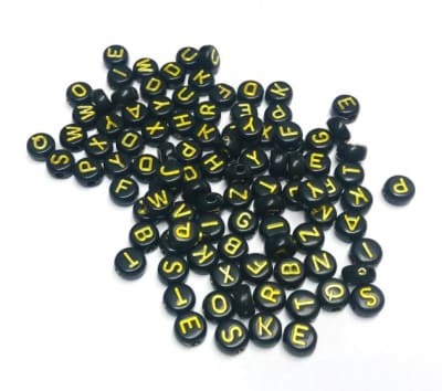 Letras Redondas Negro Doradas 7mm (20 Gramos)