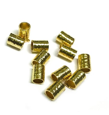 Mostacilla baño oro 18kTubo 5x2mm Redondo Satinada (10 Unidades)