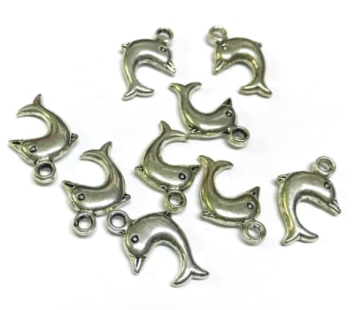 Colgante Plateado Delfín Relieve 20mm (Unidad)1