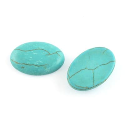 8x6mm Turquesa Reconstituída Coubuchón Oval (Un)