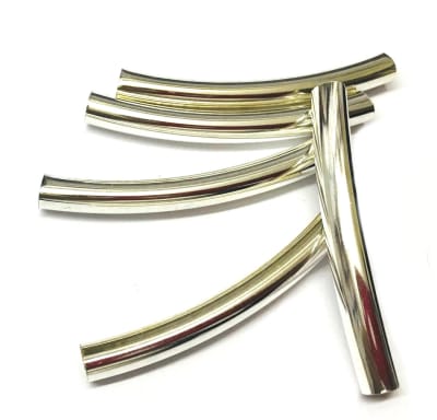 Tubo Plateado Curvo Liso 50x6mm (10 Unidades)