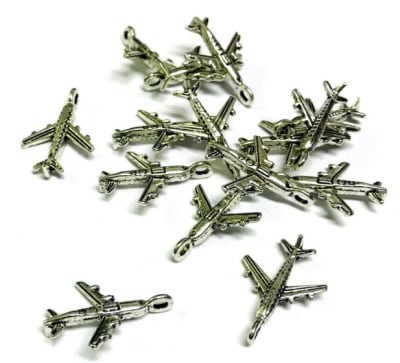 Colgante Plateado Avión 23x10mm (10 Unidades)