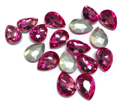 Vidrio Gota Facetado Pink 18x13x6mm (Unidad)