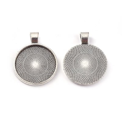 Base Colgante Metal Plateado Redondo 25mm (Unidad)1