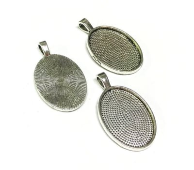 Base Colgante Metal Plateado Oval 25x18mm (Unidad)