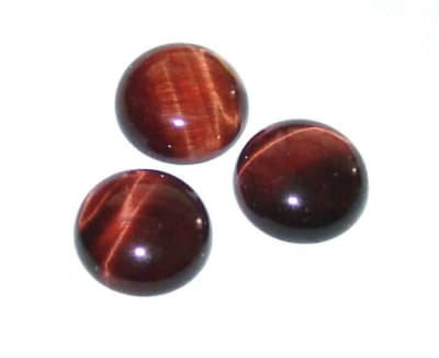 16mm Ojo de Tigre Rojo Natural Coubuchón Redondo (Un)1