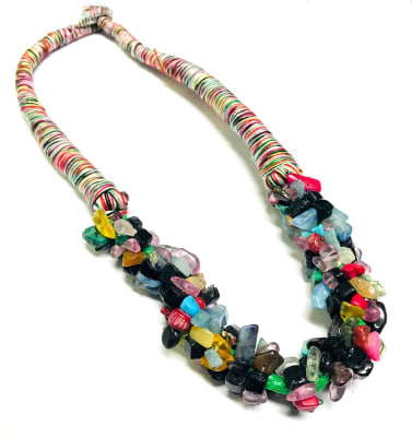 Collar Cordón Hilado y Piedra Mix Broche (Tira)