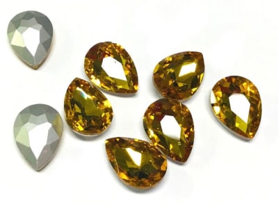 Vidrio Gota Facetado Gold 18x13x6mm (Unidad)