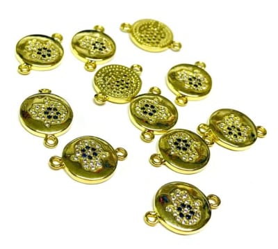 Conector Metal Dorado Micro Pavé 15.5mm (Unidad)