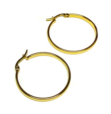 Aros Acero Quirúrgico Dorado Plano Ranurado Nº115 (Par)1