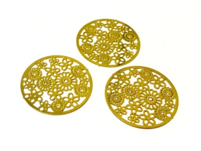 Colgante Chiche Acero Quirúrgico Dorado Mandala 25mm Nº150 (Unidad)