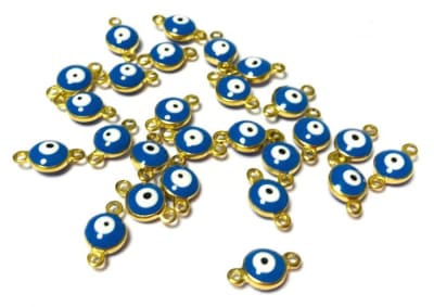 Conector Acero Quirúrgico Dorado Ojo Turco Celeste 10mm (Unidad)