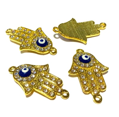 Conector Dorado Mano Fátima Ojo Turco Circón 35mm (Unidad)1