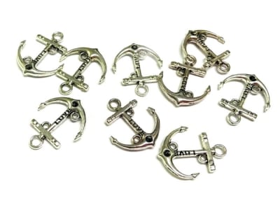 Colgante Metal Plateado Ancla 18x20mm (10 Unidades)