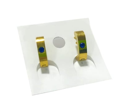 Aros Acero Quirúrgico Dorado Zafiro Azúl Nº94 (Par)