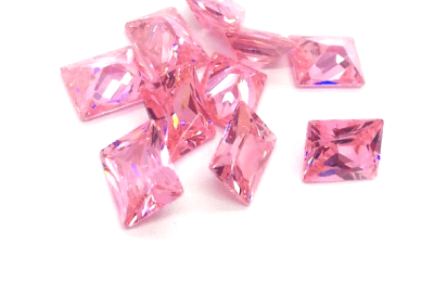 7x5mm Circón Rosa Francia Rectangular (Un)