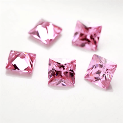 3.5x3.5mm Circón Rosa Francia Cuadrado (Un)