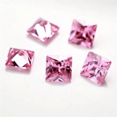2.5x2.5mm Circón Rosa Francia Cuadrado (Un)