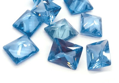 12x10mm Agua Marina Sintética Rectangular (Un)