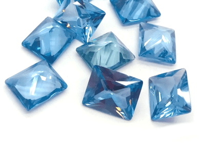 10x8mm Agua Marina Sintética Rectangular (Un)